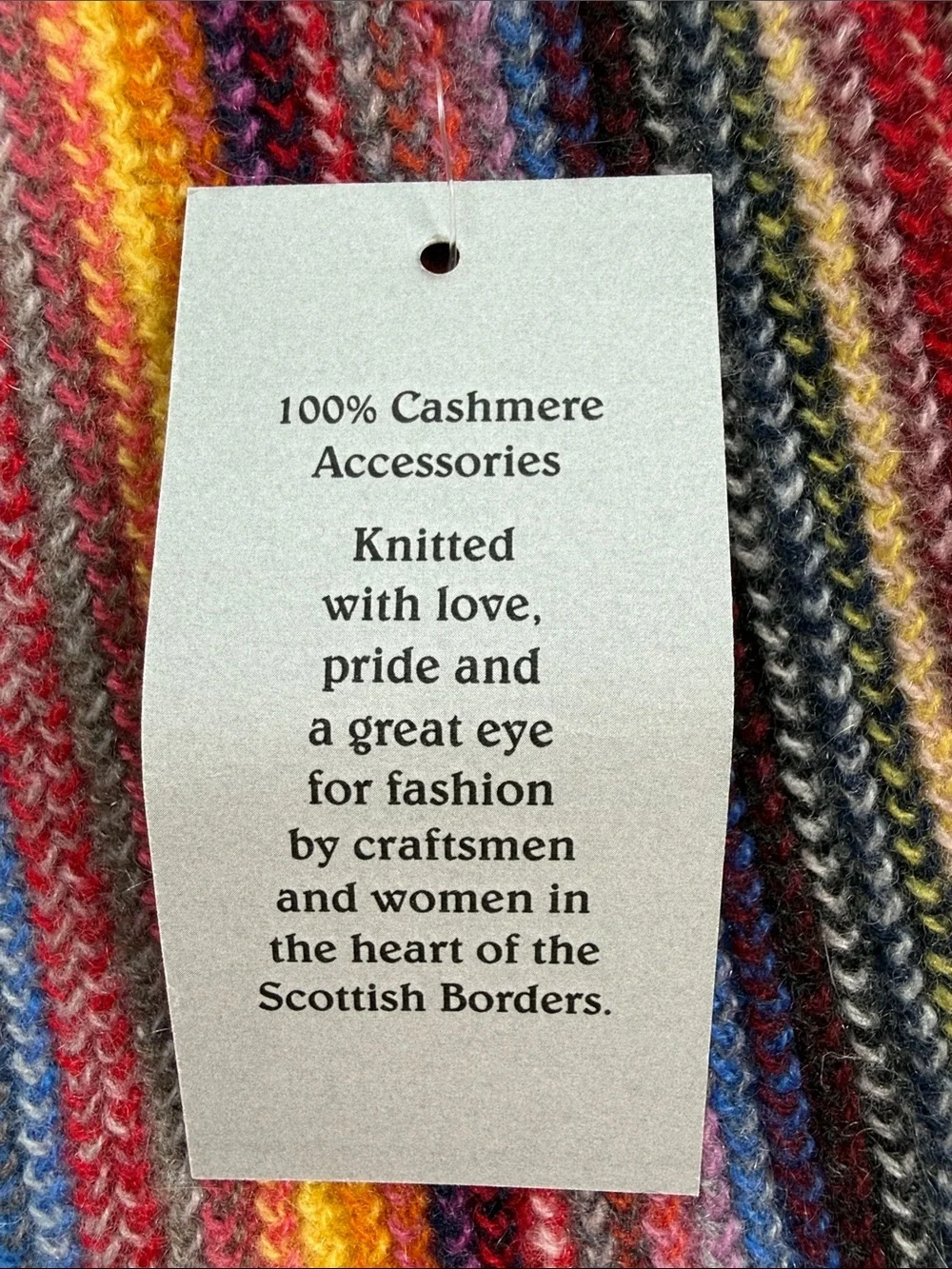 The scarf company colorful rainbow striped cashmere scarf with fringe NWT